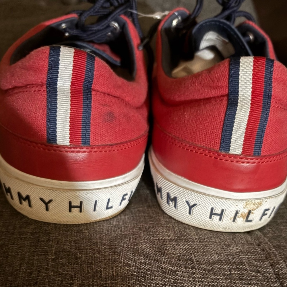 Tommy Hilfiger Red and White Sneakers Casual Low-Top